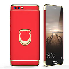 Schutzhülle Luxus Metall Rahmen und Kunststoff mit Fingerring Ständer für Huawei Honor 9 Premium Rot