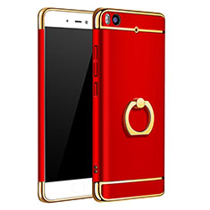 Schutzhülle Luxus Metall Rahmen und Kunststoff mit Fingerring Ständer für Xiaomi Mi 5S 4G Rot