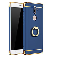 Schutzhülle Luxus Metall Rahmen und Kunststoff mit Fingerring Ständer für Xiaomi Mi 5S Plus Blau