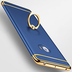 Schutzhülle Luxus Metall Rahmen und Kunststoff mit Fingerring Ständer für Xiaomi Mi Note 2 Special Edition Blau