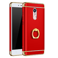 Schutzhülle Luxus Metall Rahmen und Kunststoff mit Fingerring Ständer für Xiaomi Redmi Note 4 Standard Edition Rot