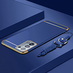 Schutzhülle Luxus Metall Rahmen und Kunststoff Schutzhülle Tasche für Oppo Reno6 Pro 5G Blau