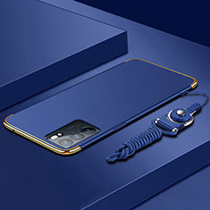 Schutzhülle Luxus Metall Rahmen und Kunststoff Schutzhülle Tasche für Oppo Reno6 Pro 5G India Blau