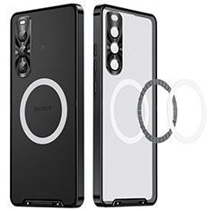 Schutzhülle Luxus Metall Rahmen und Kunststoff Schutzhülle Tasche für Sony Xperia 10 V Schwarz