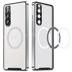 Schutzhülle Luxus Metall Rahmen und Kunststoff Schutzhülle Tasche für Sony Xperia 10 V Silber