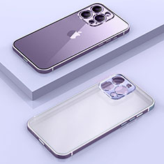 Schutzhülle Luxus Metall Rahmen und Kunststoff Schutzhülle Tasche JB1 für Apple iPhone 13 Pro Max Violett