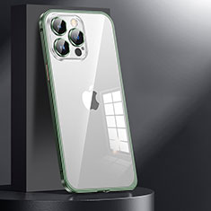 Schutzhülle Luxus Metall Rahmen und Kunststoff Schutzhülle Tasche JL1 für Apple iPhone 13 Pro Grün