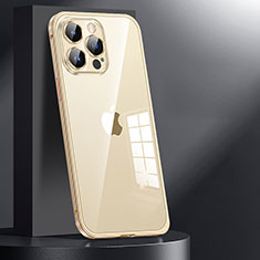 Schutzhülle Luxus Metall Rahmen und Kunststoff Schutzhülle Tasche JL1 für Apple iPhone 13 Pro Max Gold