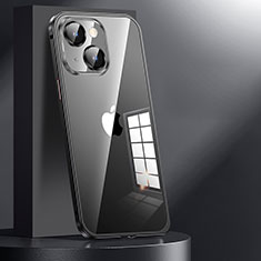 Schutzhülle Luxus Metall Rahmen und Kunststoff Schutzhülle Tasche JL1 für Apple iPhone 14 Plus Schwarz