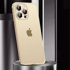 Schutzhülle Luxus Metall Rahmen und Kunststoff Schutzhülle Tasche JL2 für Apple iPhone 13 Pro Max Gold