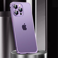 Schutzhülle Luxus Metall Rahmen und Kunststoff Schutzhülle Tasche JL2 für Apple iPhone 13 Pro Violett