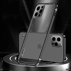 Schutzhülle Luxus Metall Rahmen und Kunststoff Schutzhülle Tasche JL3 für Apple iPhone 13 Pro Schwarz