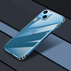 Schutzhülle Luxus Metall Rahmen und Kunststoff Schutzhülle Tasche JL3 für Apple iPhone 14 Plus Blau