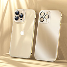 Schutzhülle Luxus Metall Rahmen und Kunststoff Schutzhülle Tasche LF1 für Apple iPhone 13 Pro Gold