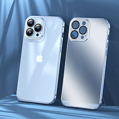 Schutzhülle Luxus Metall Rahmen und Kunststoff Schutzhülle Tasche LF1 für Apple iPhone 13 Pro Max Blau