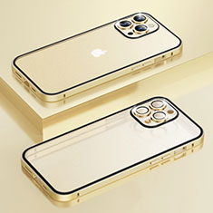 Schutzhülle Luxus Metall Rahmen und Kunststoff Schutzhülle Tasche LF3 für Apple iPhone 13 Pro Max Gold