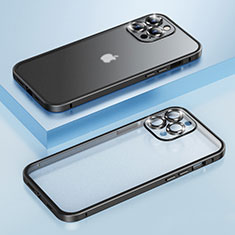 Schutzhülle Luxus Metall Rahmen und Kunststoff Schutzhülle Tasche LF3 für Apple iPhone 13 Pro Schwarz