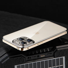 Schutzhülle Luxus Metall Rahmen und Kunststoff Schutzhülle Tasche LF5 für Apple iPhone 13 Pro Gold