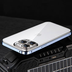 Schutzhülle Luxus Metall Rahmen und Kunststoff Schutzhülle Tasche LF5 für Apple iPhone 13 Pro Max Blau