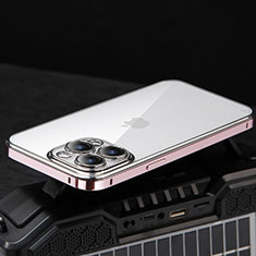 Schutzhülle Luxus Metall Rahmen und Kunststoff Schutzhülle Tasche LF5 für Apple iPhone 13 Pro Max Rosegold