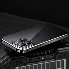 Schutzhülle Luxus Metall Rahmen und Kunststoff Schutzhülle Tasche LF5 für Apple iPhone 13 Pro Max Schwarz