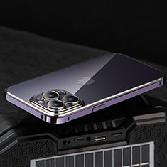 Schutzhülle Luxus Metall Rahmen und Kunststoff Schutzhülle Tasche LF5 für Apple iPhone 13 Pro Max Violett