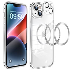 Schutzhülle Luxus Metall Rahmen und Kunststoff Schutzhülle Tasche LF5 für Apple iPhone 14 Plus Silber