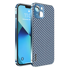 Schutzhülle Luxus Metall Rahmen und Kunststoff Schutzhülle Tasche LF6 für Apple iPhone 13 Blau