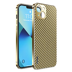 Schutzhülle Luxus Metall Rahmen und Kunststoff Schutzhülle Tasche LF6 für Apple iPhone 13 Gold