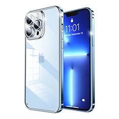 Schutzhülle Luxus Metall Rahmen und Kunststoff Schutzhülle Tasche LF7 für Apple iPhone 13 Pro Max Blau