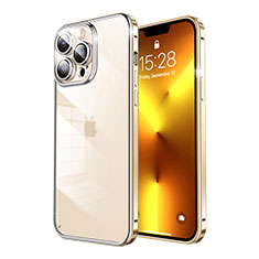 Schutzhülle Luxus Metall Rahmen und Kunststoff Schutzhülle Tasche LF7 für Apple iPhone 13 Pro Max Gold