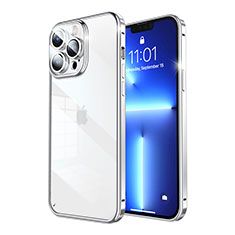 Schutzhülle Luxus Metall Rahmen und Kunststoff Schutzhülle Tasche LF7 für Apple iPhone 13 Pro Max Silber