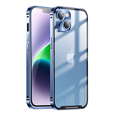 Schutzhülle Luxus Metall Rahmen und Kunststoff Schutzhülle Tasche LK1 für Apple iPhone 13 Blau