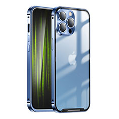Schutzhülle Luxus Metall Rahmen und Kunststoff Schutzhülle Tasche LK1 für Apple iPhone 13 Pro Max Blau