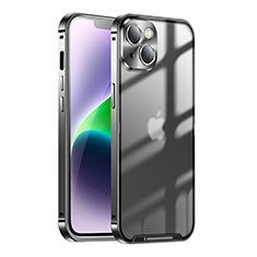 Schutzhülle Luxus Metall Rahmen und Kunststoff Schutzhülle Tasche LK1 für Apple iPhone 14 Plus Schwarz