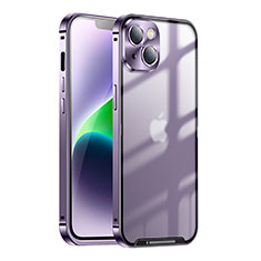 Schutzhülle Luxus Metall Rahmen und Kunststoff Schutzhülle Tasche LK1 für Apple iPhone 14 Plus Violett
