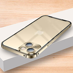 Schutzhülle Luxus Metall Rahmen und Kunststoff Schutzhülle Tasche LK2 für Apple iPhone 14 Plus Gold
