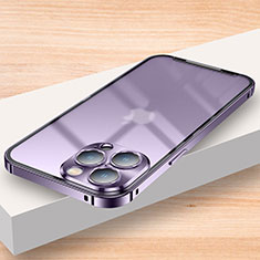 Schutzhülle Luxus Metall Rahmen und Kunststoff Schutzhülle Tasche LK2 für Apple iPhone 14 Pro Violett