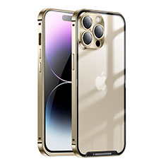 Schutzhülle Luxus Metall Rahmen und Kunststoff Schutzhülle Tasche LO1 für Apple iPhone 14 Pro Max Gold