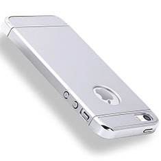 Schutzhülle Luxus Metall Rahmen und Kunststoff Schutzhülle Tasche M01 für Apple iPhone 5S Silber