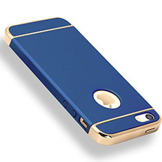 Schutzhülle Luxus Metall Rahmen und Kunststoff Schutzhülle Tasche M01 für Apple iPhone SE Blau