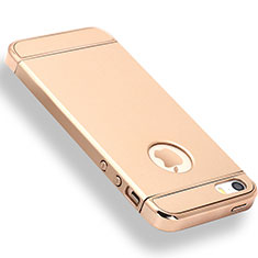 Schutzhülle Luxus Metall Rahmen und Kunststoff Schutzhülle Tasche M01 für Apple iPhone SE Gold
