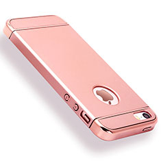 Schutzhülle Luxus Metall Rahmen und Kunststoff Schutzhülle Tasche M01 für Apple iPhone SE Rosegold