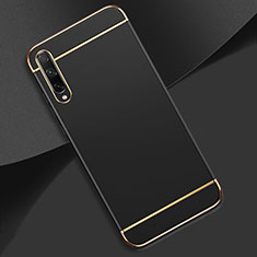 Schutzhülle Luxus Metall Rahmen und Kunststoff Schutzhülle Tasche M01 für Huawei Enjoy 10S Schwarz