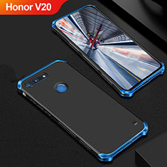 Schutzhülle Luxus Metall Rahmen und Kunststoff Schutzhülle Tasche M01 für Huawei Honor View 20 Blau und Schwarz