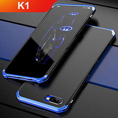 Schutzhülle Luxus Metall Rahmen und Kunststoff Schutzhülle Tasche M01 für Oppo K1 Blau und Schwarz