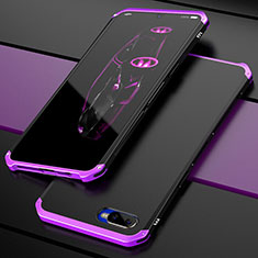 Schutzhülle Luxus Metall Rahmen und Kunststoff Schutzhülle Tasche M01 für Oppo R15X Violett