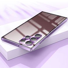 Schutzhülle Luxus Metall Rahmen und Kunststoff Schutzhülle Tasche M01 für Samsung Galaxy S21 Ultra 5G Violett