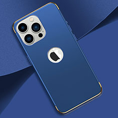 Schutzhülle Luxus Metall Rahmen und Kunststoff Schutzhülle Tasche M02 für Apple iPhone 14 Pro Max Blau