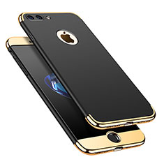 Schutzhülle Luxus Metall Rahmen und Kunststoff Schutzhülle Tasche M02 für Apple iPhone 7 Plus Schwarz
